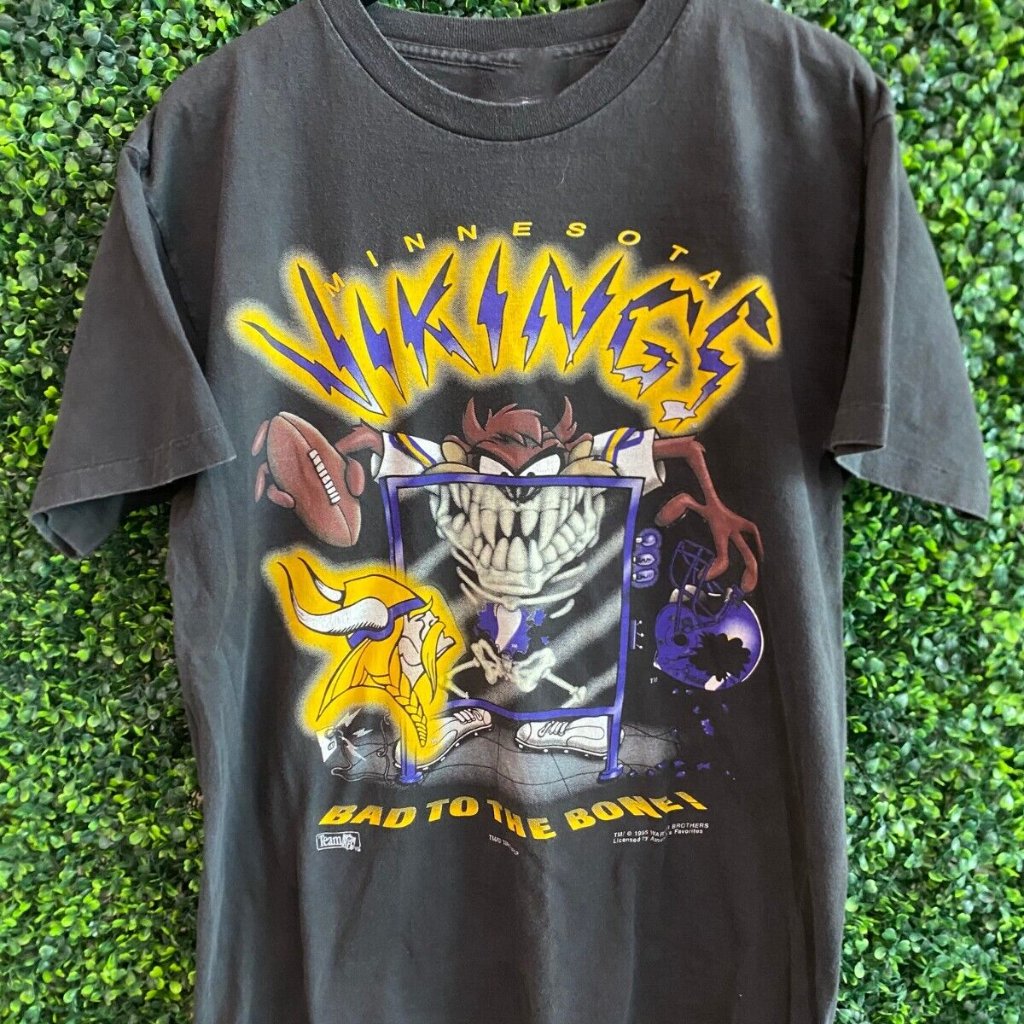 Minnesota Vikings Taz Funny Basic Black Unisex T Shirt Bad To The Bone Shirt